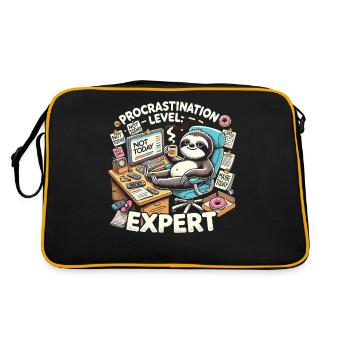 Prokrastination Stufe Experte - Retro Tasche - Schwarz/Gold - Hinten