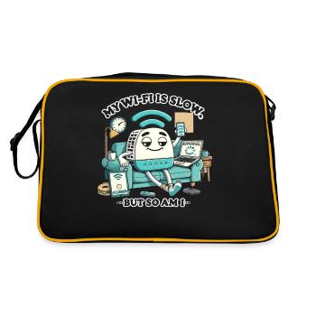 Mein Wi-Fi ist langsam, aber ich bin es auch - Retro Tasche - Schwarz/Gold - Hinten