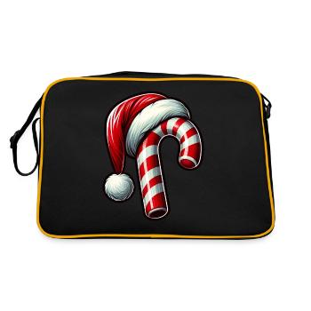 Christmas candy cane with hat - Retro Bag - black/gold - Back