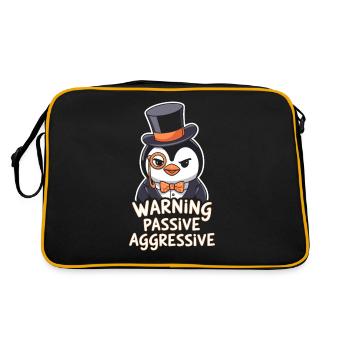 Penguin With Monocle Warning Passive Aggressive - Retro Bag - black/gold - Back