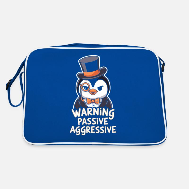 Pinguin Mit Monokel Warnung Passive Aggressive Retro Tasche