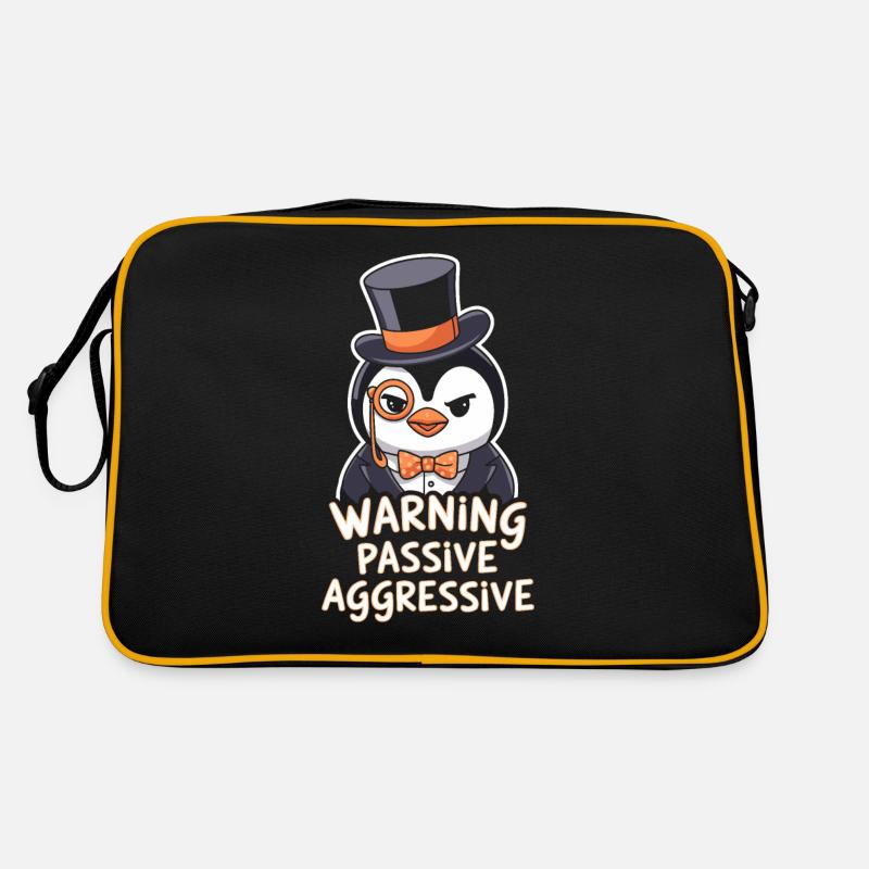 Pinguin Mit Monokel Warnung Passive Aggressive Retro Tasche