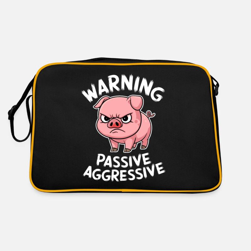 Vorsicht Passiv Aggressives Schwein Comic Retro Tasche