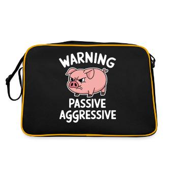 Warnung Passiv Aggressiv Schwein - Retro Tasche - Schwarz/Gold - Hinten