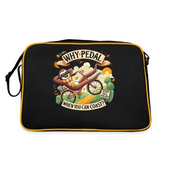 Warum in die Pedale treten, wenn man abfahren kann - Retro Tasche - Schwarz/Gold - Hinten