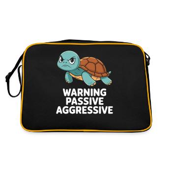 Avertissement, Passif, Agressif, Torue, Humour - Sac Retro - noir/or - Dos