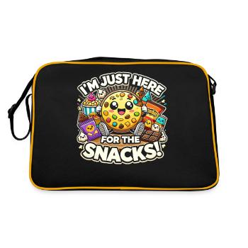 Ich bin nur wegen der Snacks hier - Retro Tasche - Schwarz/Gold - Hinten