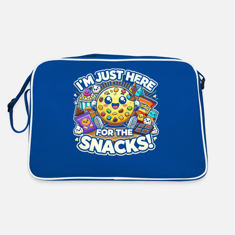 Ich bin nur wegen der Snacks hier Retro Tasche