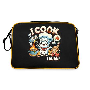 Ich koche, also brenne ich - Retro Tasche - Schwarz/Gold - Hinten