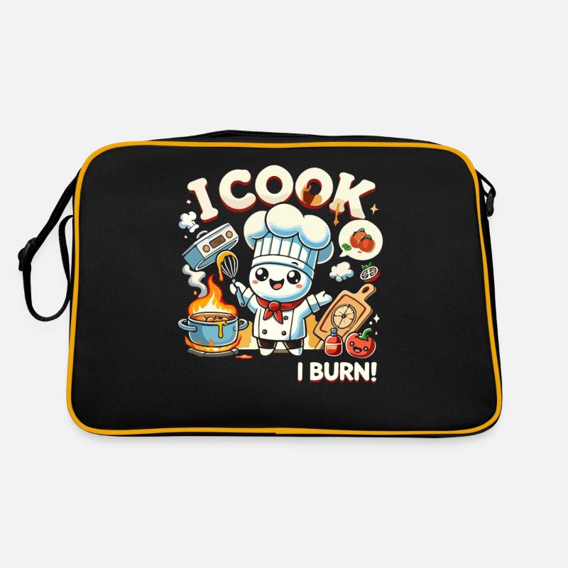 Ich koche, also brenne ich Retro Tasche