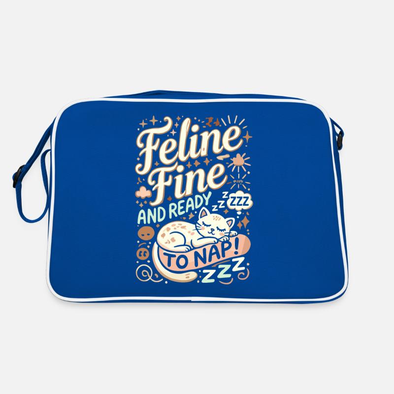 Feline gut und bereit für ein Nickerchen Retro Tasche