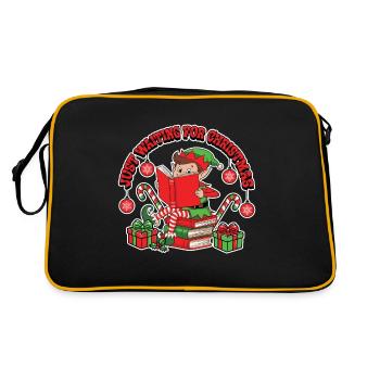 Juste En Attendant De Lutin De Noël Illustration - Sac Retro - noir/or - Dos