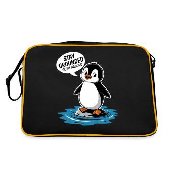 Restez ancré en planant autour de l’illustration du pingouin - Sac Retro - noir/or - Dos