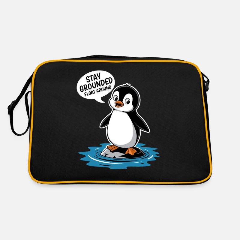 Stay Grounded Hovering Around Penguin Illustration Retro Bag