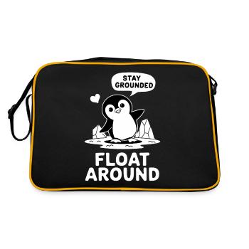 Pinguin Abenteuer: Stay Grounded Float Around - Retro Tasche - Schwarz/Gold - Hinten