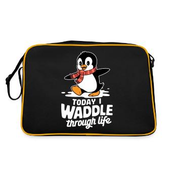 Today I'm waddling through life Penguin - Retro Bag - black/gold - Back