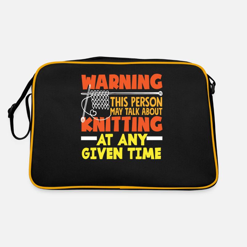 Warnung Diese Person Stricken Redet Retro Tasche