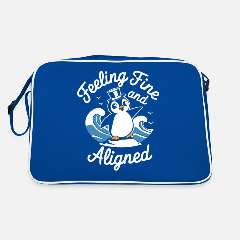 Feeling Fine And Aligned Funny Penguin Retro Bag