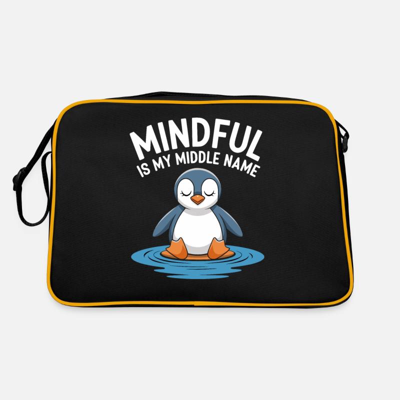 Mindful Penguin Meditation Entspannung Retro Tasche