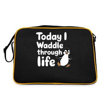 Today I'm waddling through life Penguin - Retro Bag - black/gold - Back