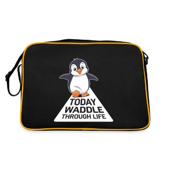 Today waddling through life Penguin - Retro Bag - black/gold - Back