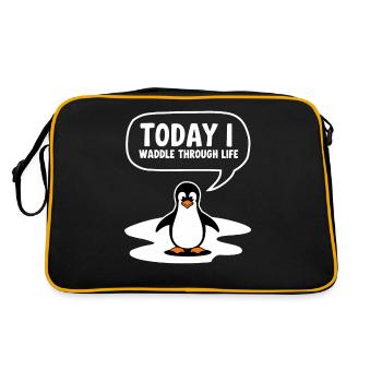 Today I waddle through life - Retro Bag - black/gold - Back