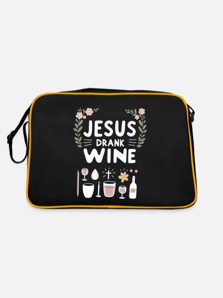 Jesus Drank Wine 8 - Retro Tasche - Schwarz/Gold - Hinten