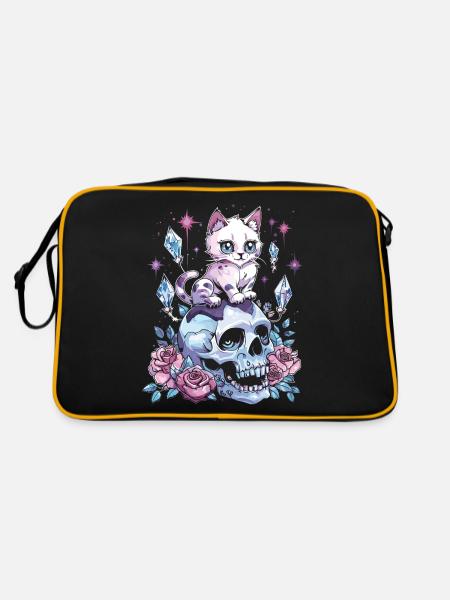 Kawaii Cat Pastel Goth Cute Anime - Retro Bag - black/gold - Back