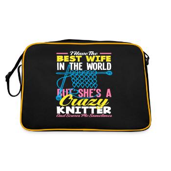 Beste Frau Der Welt Strickverrückt - Retro Tasche - Schwarz/Gold - Hinten