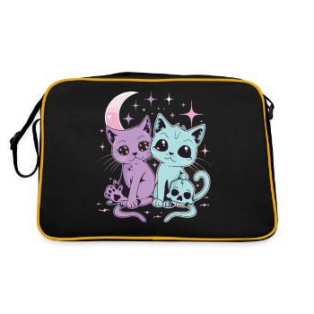 Kawaii Cat Pastel Goth Devilish - Retro Bag - black/gold - Back