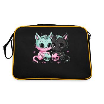 Kawaii Cat Pastel Goth Devilish - Retro Bag - black/gold - Back