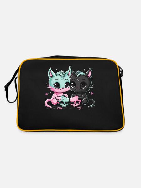 Kawaii Chat Pastel Goth Diabolique - Sac Retro - noir/or - Dos