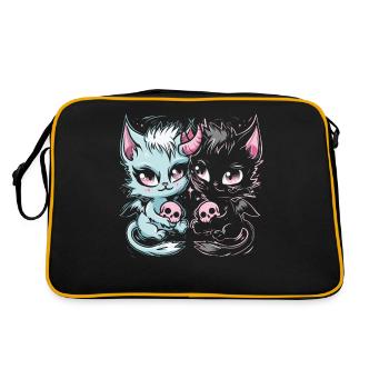 Kawaii Cat Pastel Goth Devilish - Retro Bag - black/gold - Back
