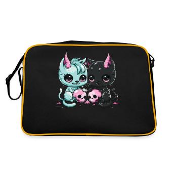 Kawaii Cat Pastel Goth Devilish - Retro Bag - black/gold - Back
