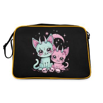 Kawaii Cat Pastel Goth Devilish - Retro Bag - black/gold - Back