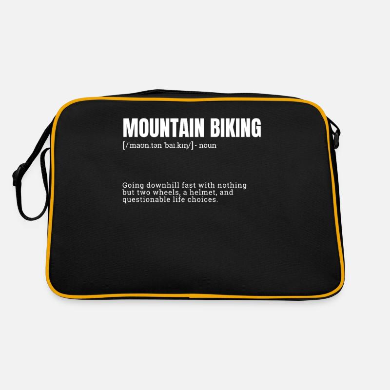 Funny Mountain Biking Definition - Retro Bag - black/gold