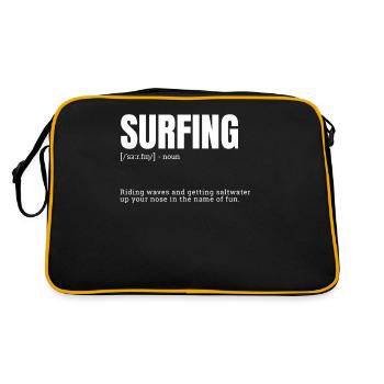 Funny Surfing Shirt For Wave Riders - Retro Tasche - Schwarz/Gold - Hinten