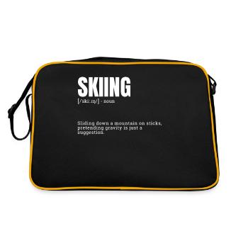 Funny Skiing Gravity Defying Comedy Skiing Meme - Retro Bag - black/gold - Back