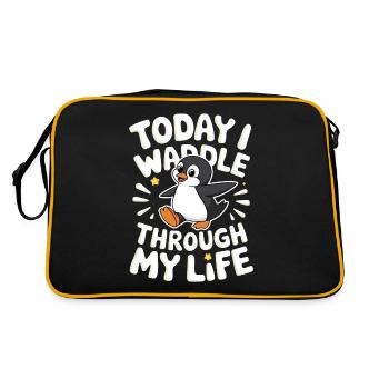 Today I'm waddling through my life Penguin - Retro Bag - black/gold - Back