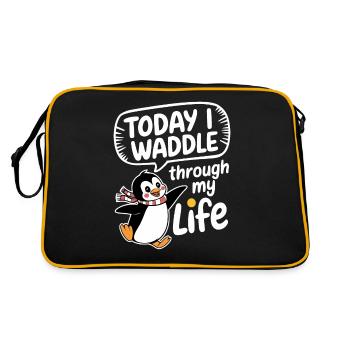 Today I'm waddling through my life Penguin - Retro Bag - black/gold - Back