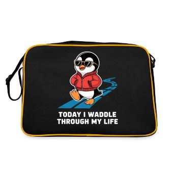 Today I'm waddling through my life - Retro Bag - black/gold - Back