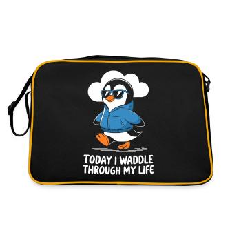 Today I'm waddling through my life - Retro Bag - black/gold - Back