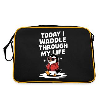 Today I'm waddling through my life Penguin - Retro Bag - black/gold - Back