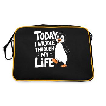 Today I'm waddling through my life Penguin - Retro Bag - black/gold - Back