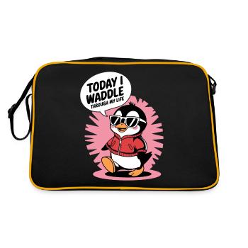 Today I waddle through my life in style - Retro Bag - black/gold - Back