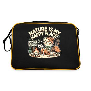 Die Natur ist mein Glücksort - Retro Tasche - Schwarz/Gold - Hinten