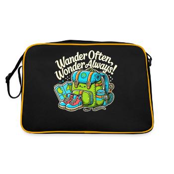 Oft wandern, immer staunen - Retro Tasche - Schwarz/Gold - Hinten