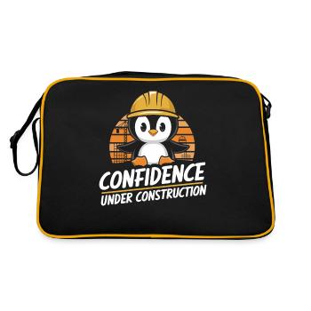 Confidence in construction penguin helmet construction site - Retro Bag - black/gold - Back