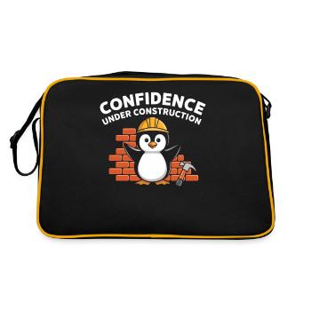 Confidence Under Construction Pinguin Baustelle - Retro Tasche - Schwarz/Gold - Hinten