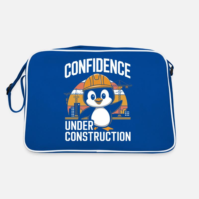 Confidence Under Construction Pinguin Baustelle Retro Tasche